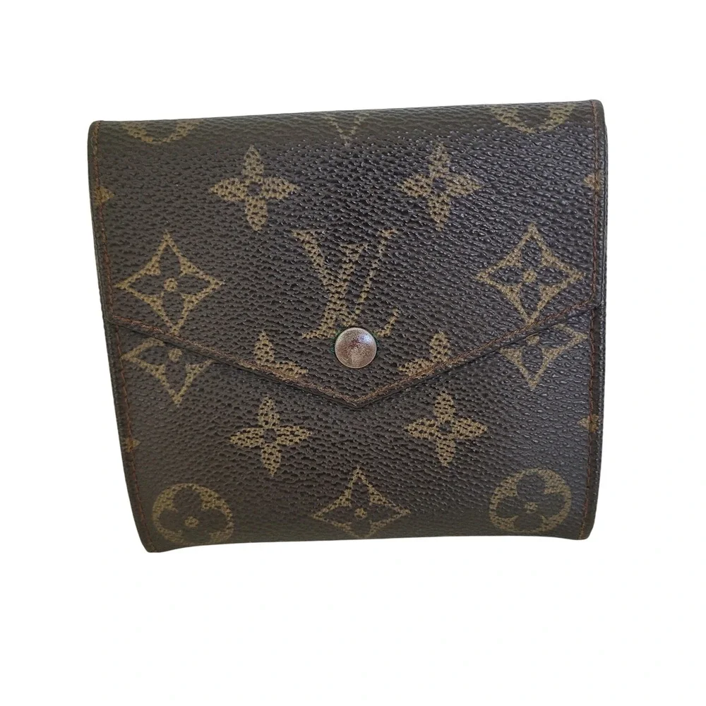 Louis Vuitton Monogram Canvas Elise Trifold Wallet Brown M61654 Vintage Men Wome
